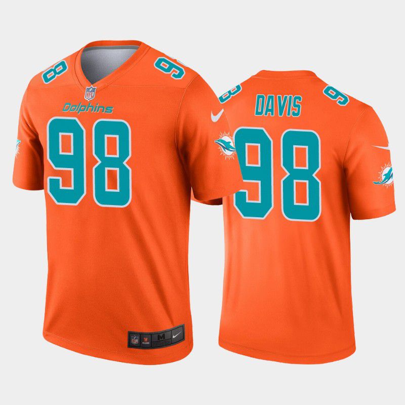Men Miami Dolphins #98 Raekwon Davis Nike Orange Inverted Legend NFL Jersey